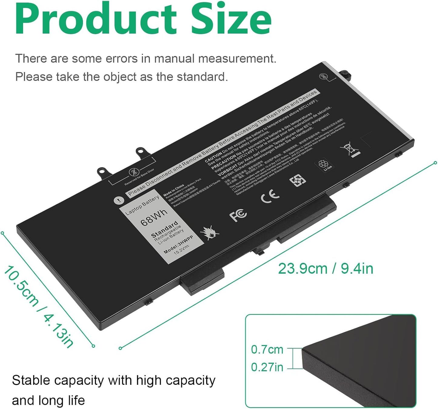 Fancy Buying 3HWPP Laptop Battery for Dell Latitude 5401 5410 5411 5501 5510 5511 Precision 3541 3551 INSPIRON 7706 2-in-1 INSPIRON 17 7500/7506 2-in-1 03HWPP 10X1J N2NLL 1VY7F 3YNXM 451-BCMN