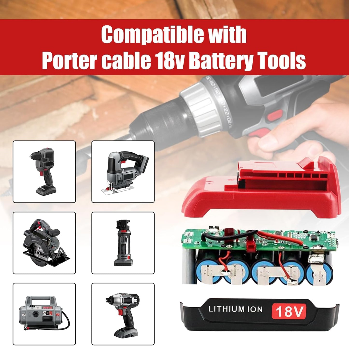 2 Packs 3.0Ah Replacment for Porter Cable 18V Battery Lithium Compatible with Porter Cable 18 Volt Battery PC18B PC188 PC18BL PC18BLX PC18BLEX PCXMVC Cordless Power Tools