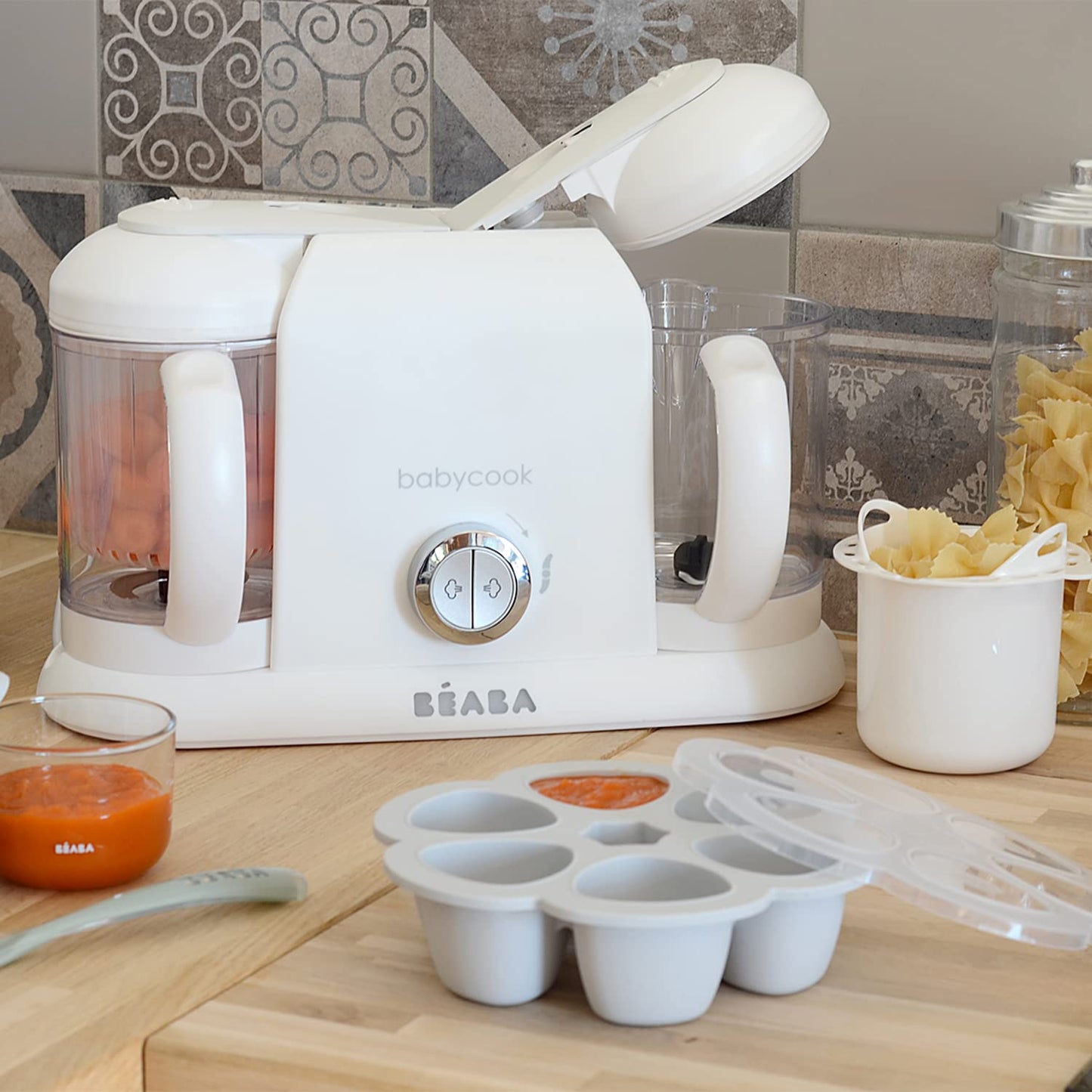 BEABA Babycook Duo 4 in 1 Baby Food Maker, Baby Food Processor, Baby Food Blender Baby Food Steamer, Make Fresh Homemade Baby Food from Home, Large 9.1 Cup Capacity, White