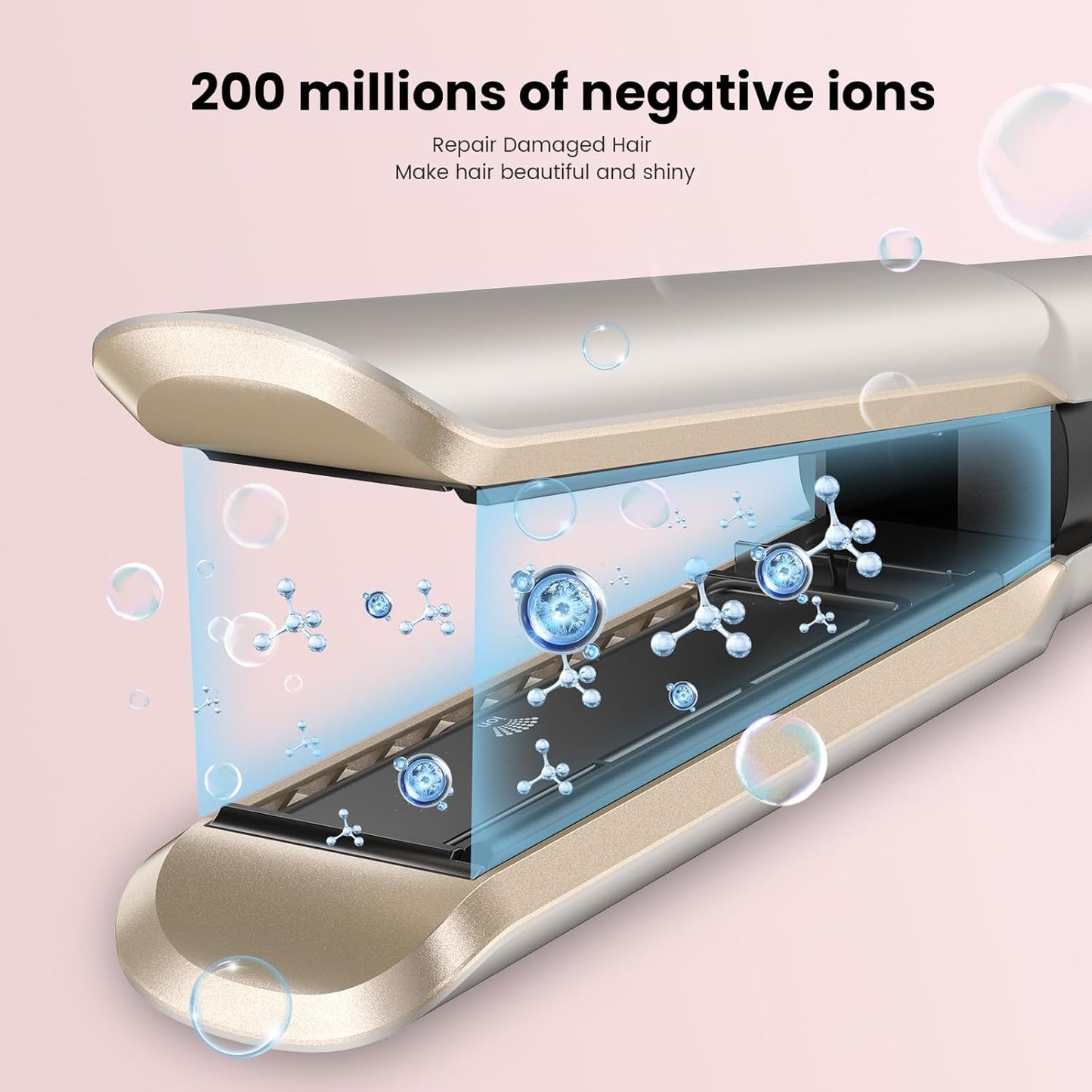 Hair Straightener - 2 in 1 Wet to Dry Hair Dryer and Straightener with High-Speed Airflow + Rapid Heat-Up + Customizable Temperature + LCD Display & Auto Shut-Off + No Heat Damage for All Hair Types