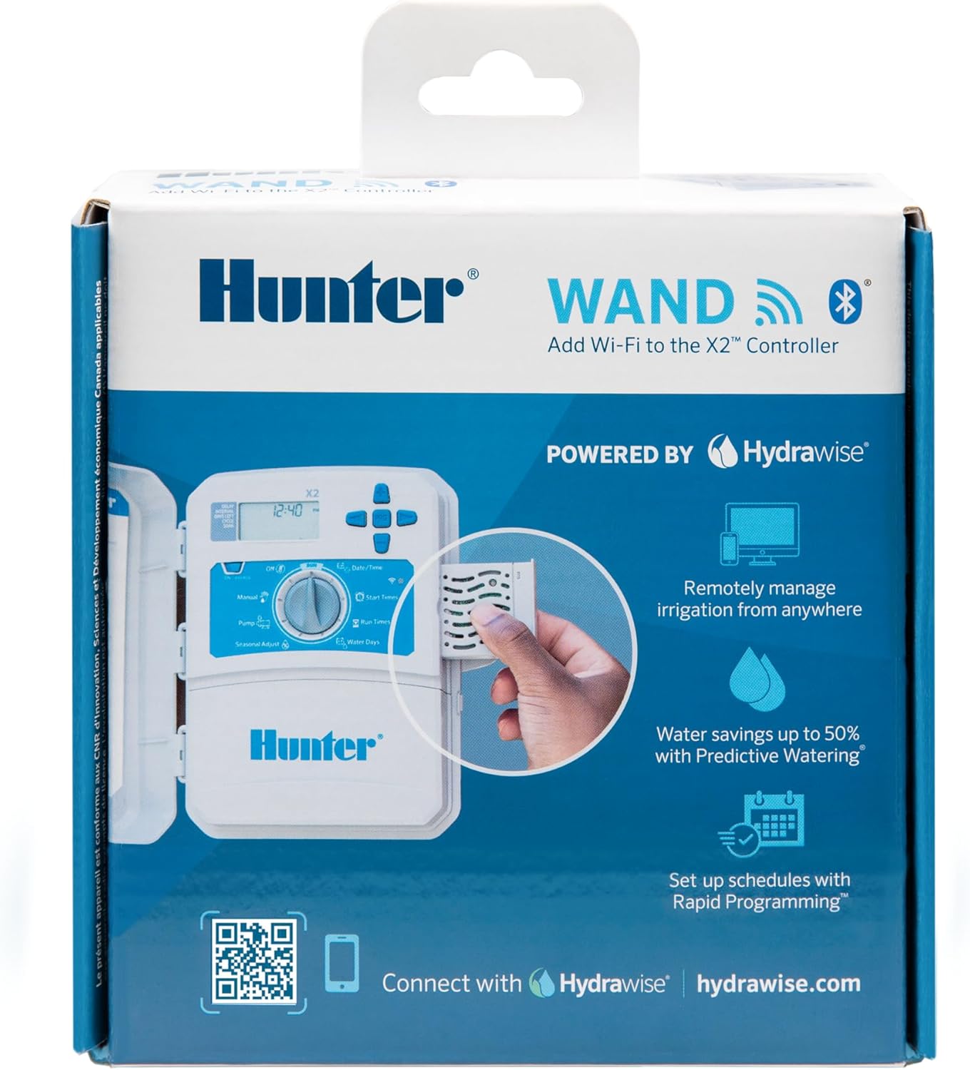 Hunter WAND Smart WiFi Module for X2 Sprinkler Controller, Hydrawise App, Remote Scheduling, 2.4GHz WiFi Only, Supports Bluetooth, Wi-Fi Direct & WPS Setup