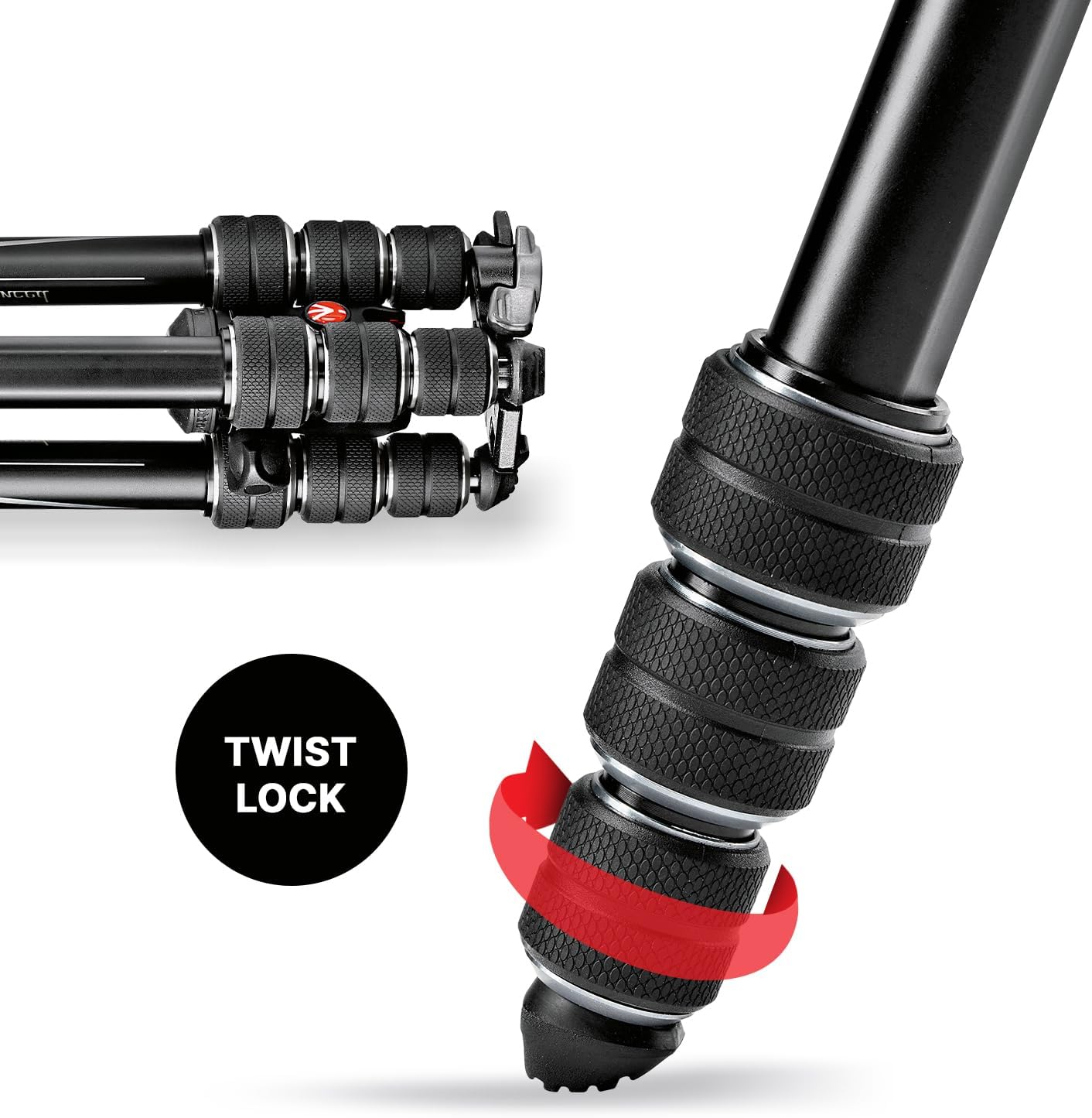 Vitec Imaging Manfrotto Tripod, Befree Advanced Aluminum, 4 Tiers, Freehead Twist Lock T-Tripod Kit, Black, Total Height 59.1 inches (150 cm), Length 15.7 inches (40 cm), MKBFRTA4BK-BH