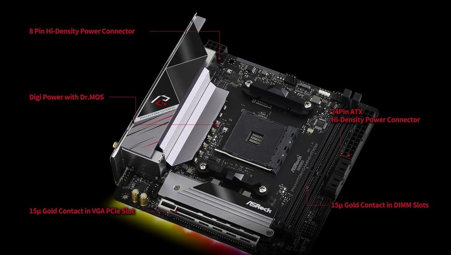 ASRock B550 Phantom Gaming-ITX/AX Supports 3rd Gen AMD AM4 Ryzen™ / Future AMD Ryzen™ Processors Motherboard