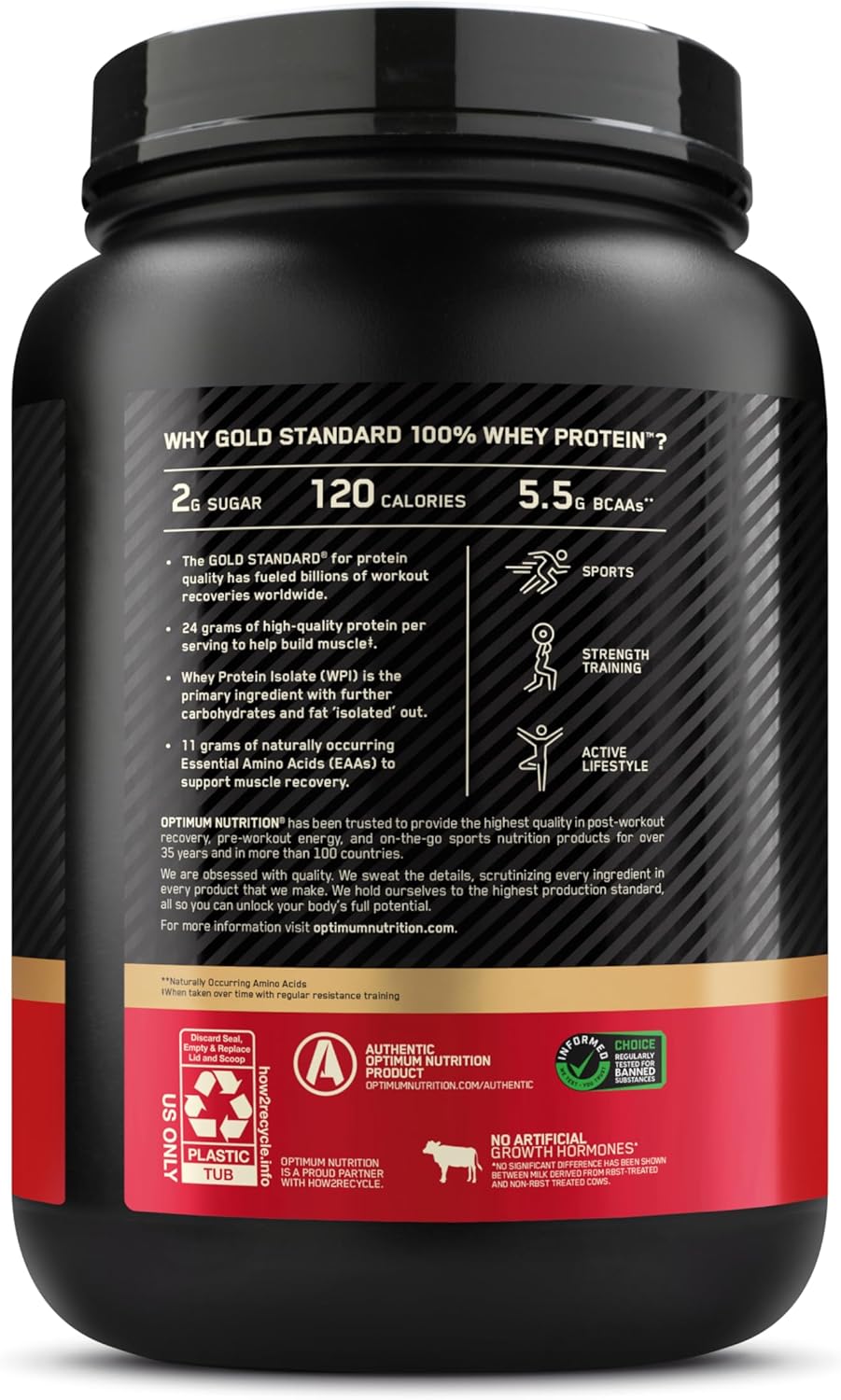 Optimum Nutrition Gold Standard 100% Whey Protein Powder, Double Rich Chocolate, 2 Pound