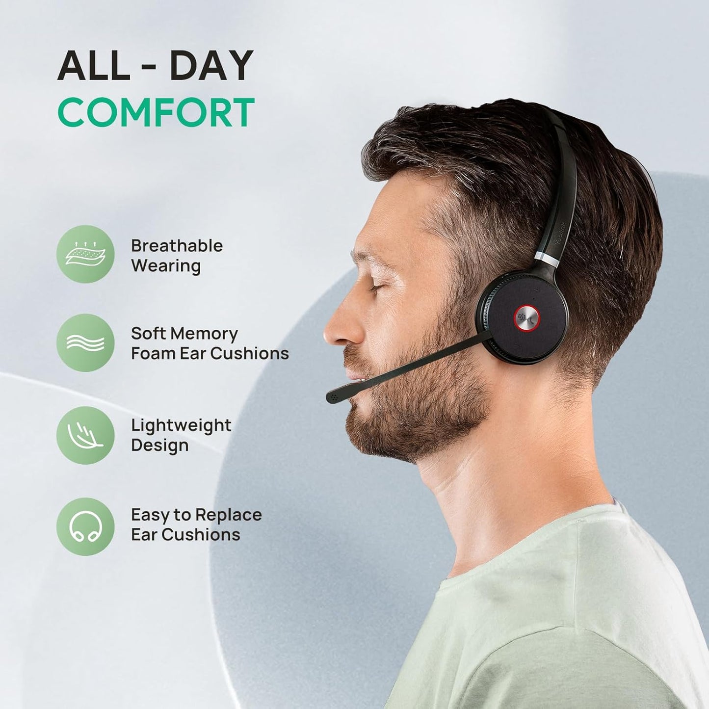 Yealink WH62 Mono UC DECT Wireless Headset 525 ft Range for Zoom Skype Certified Work Headset with 2X Noise Canceling Mic for IP Phone and Computer, Office Single On Ear Headphone,13 Talk Time