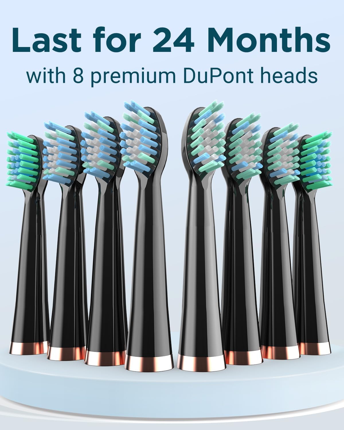 Rtauys M5 Sonic Electric Toothbrush for Adults and Kids - Rechargeable Electric Toothbrush Kids Ages 12+ and Adults with 8 Brush Heads & Travel Case, 120 Days Battery Life - Black