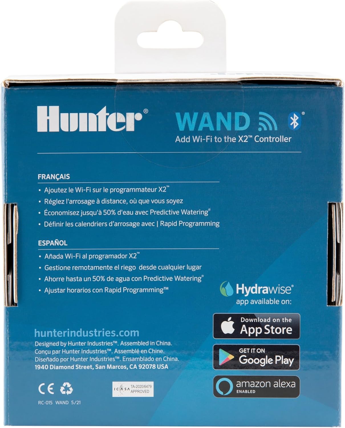 Hunter WAND Smart WiFi Module for X2 Sprinkler Controller, Hydrawise App, Remote Scheduling, 2.4GHz WiFi Only, Supports Bluetooth, Wi-Fi Direct & WPS Setup