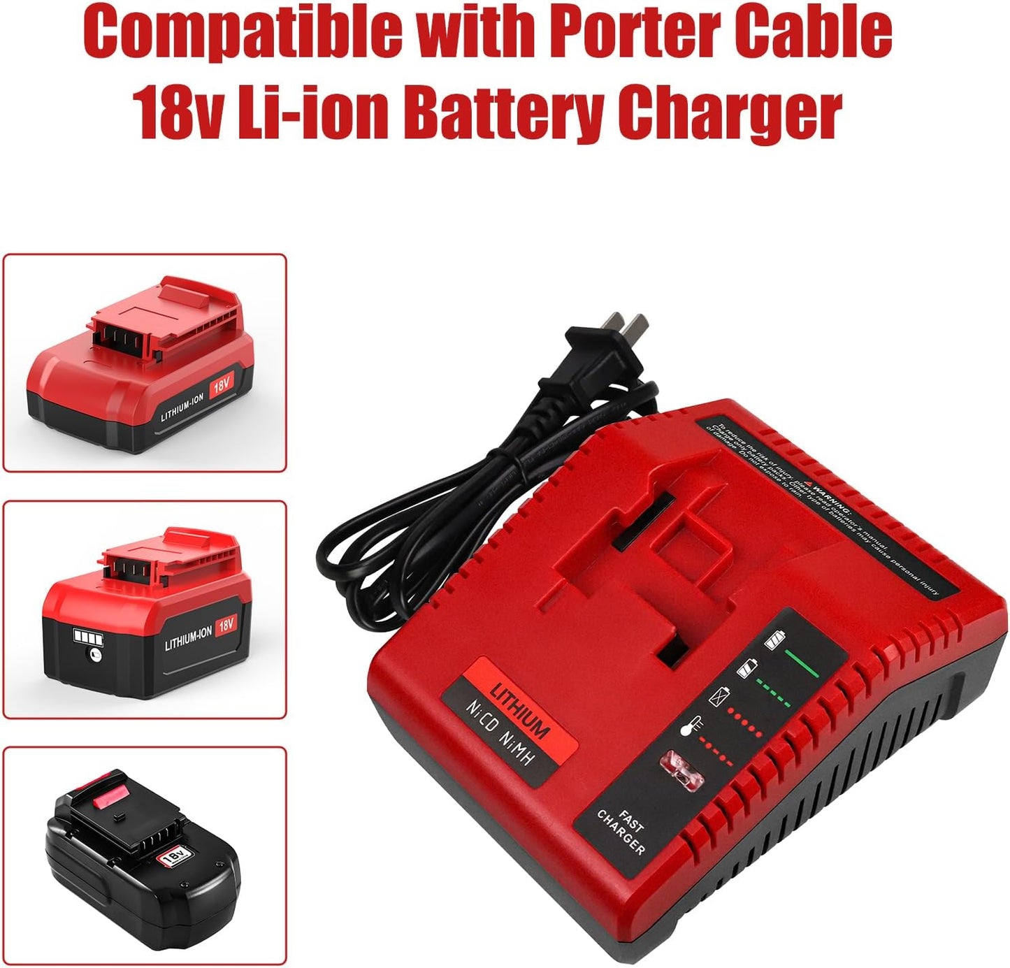 2 Packs 3.0Ah Replacment for Porter Cable 18V Battery Lithium Compatible with Porter Cable 18 Volt Battery PC18B PC188 PC18BL PC18BLX PC18BLEX PCXMVC Cordless Power Tools