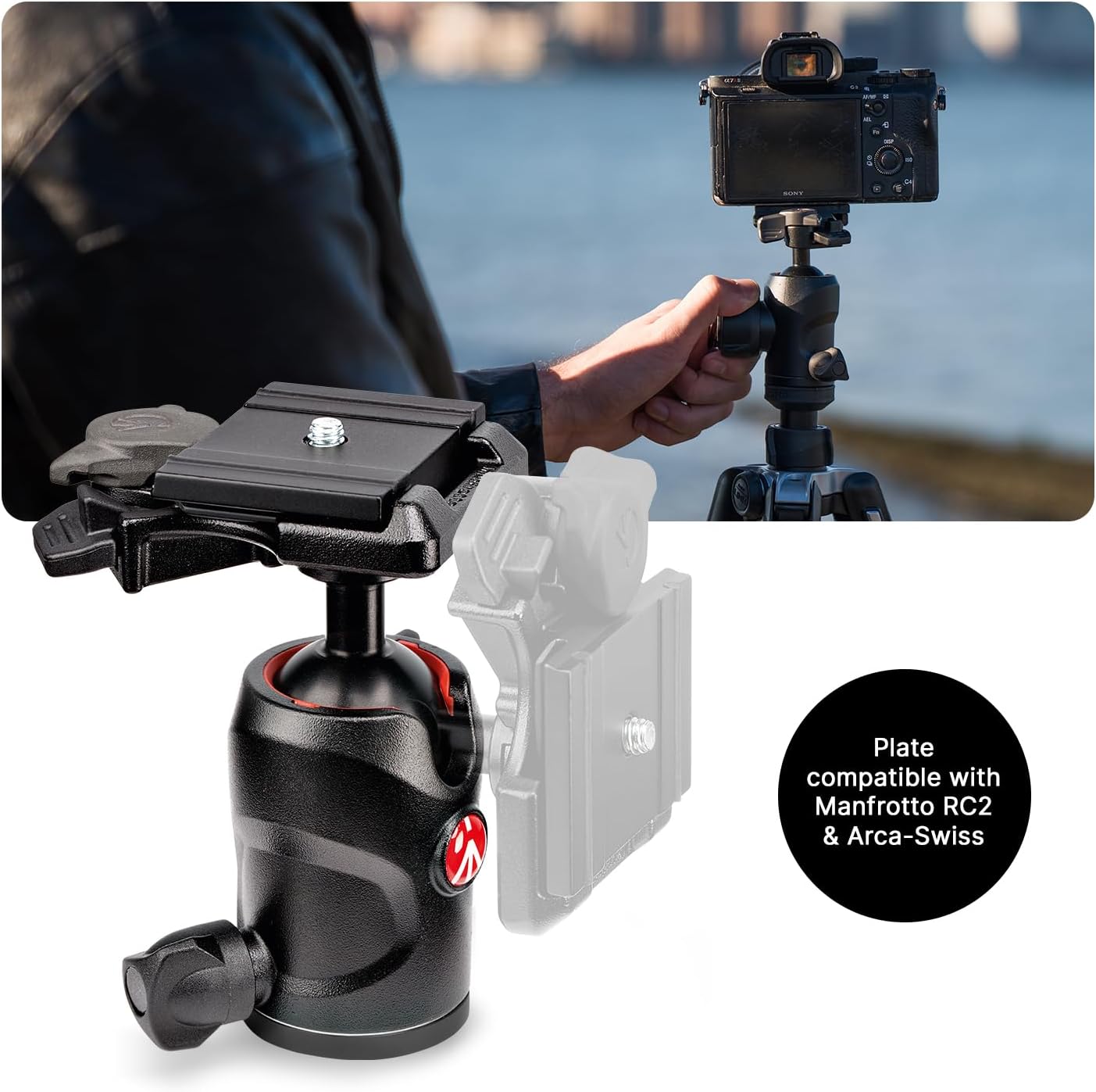 Vitec Imaging Manfrotto Tripod, Befree Advanced Aluminum, 4 Tiers, Freehead Twist Lock T-Tripod Kit, Black, Total Height 59.1 inches (150 cm), Length 15.7 inches (40 cm), MKBFRTA4BK-BH