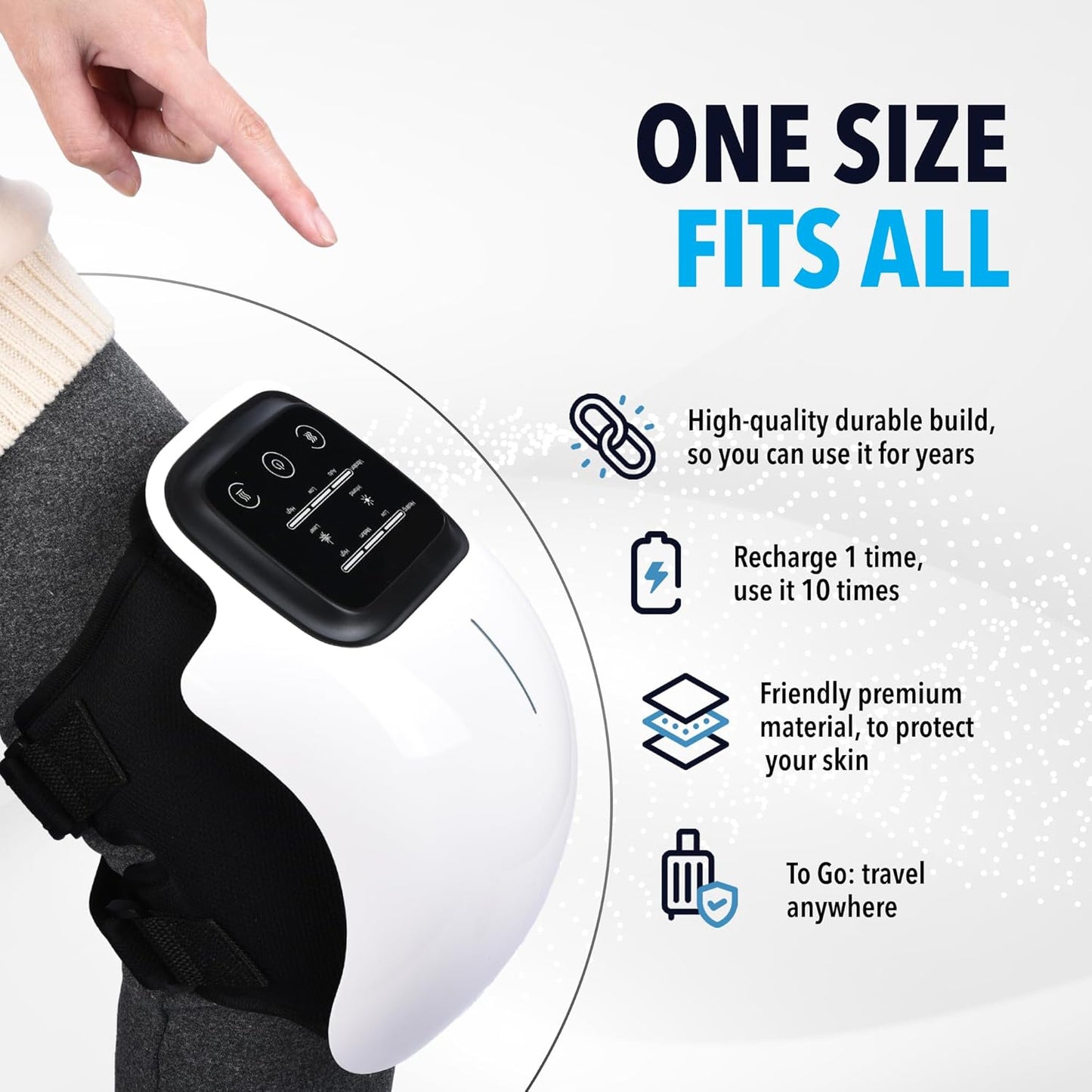 FORTHiQ Knee Massager Smart with Heat, Red Light and Massage Therapy, 3-in-1 Cordless, 2024 Updated Edition, FSA or HSA Eligible