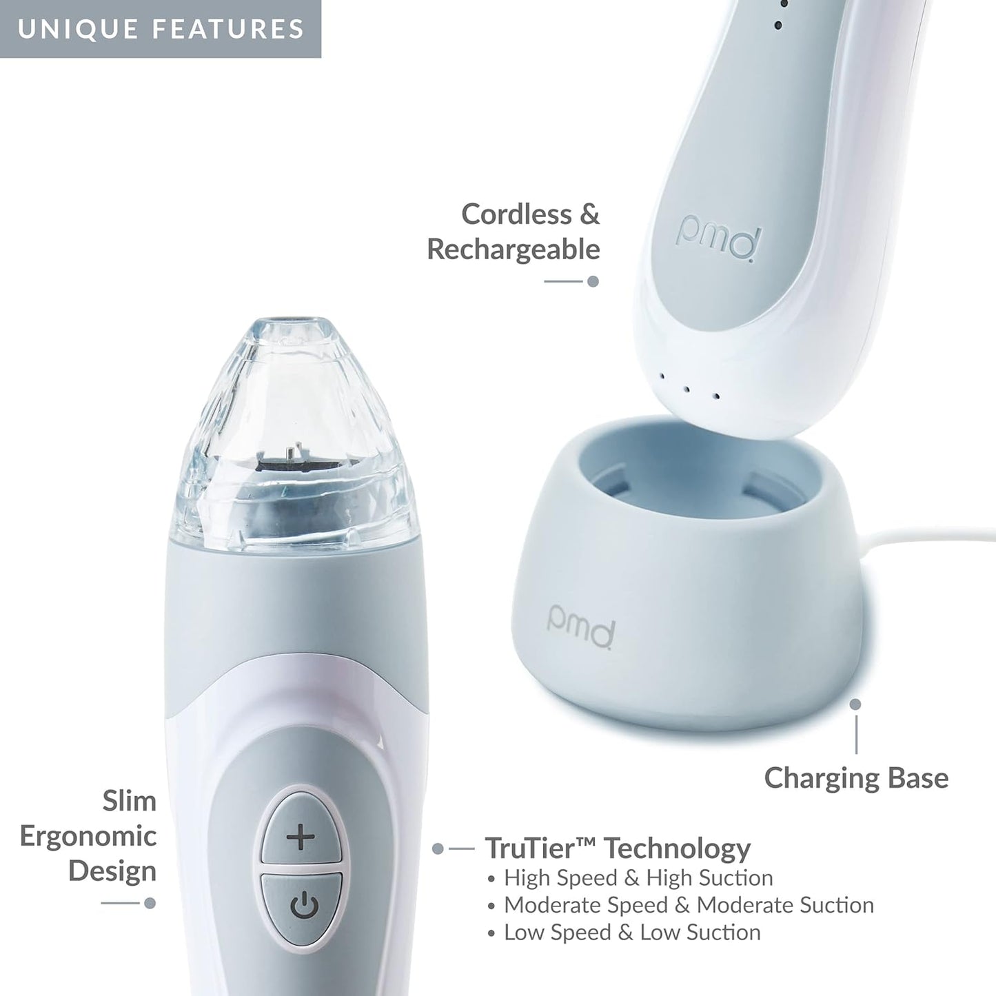 PMD Personal Microderm Elite Pro - At-Home Microdermabrasion Machine with Kit for Face and Body - Exfoliating Crystals and Vacuum Suction for Fresh and Radiant Skin - Three Speed and Suction Options