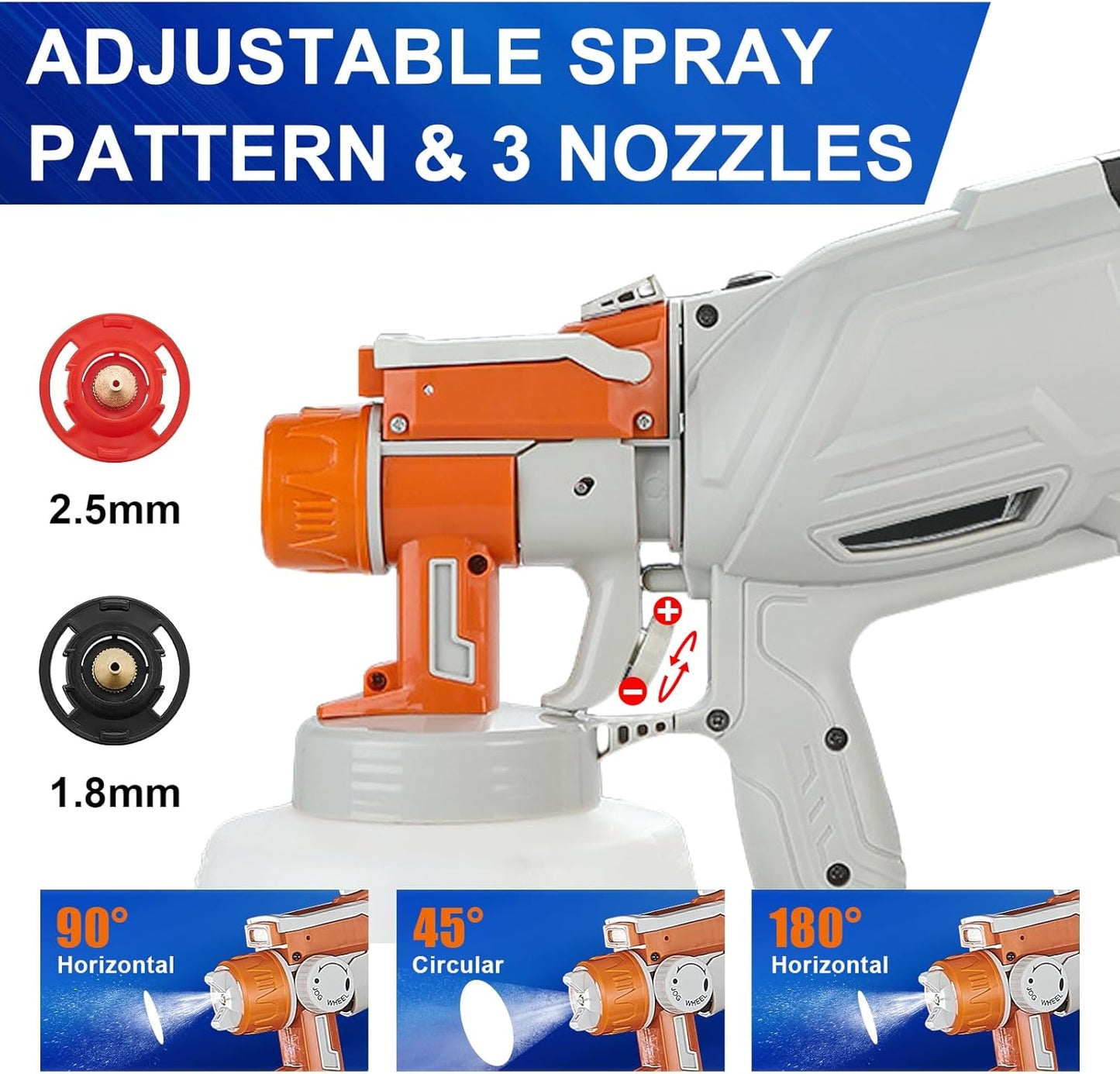 Cordless Paint Sprayer with 24V 2.0Ah Batteries, HVLP Paint Sprayer Gun with 800ml Container,600W High Power Paint Sprayer for Furniture, Cabinets, Fence, Walls, Door, Garden Chairs