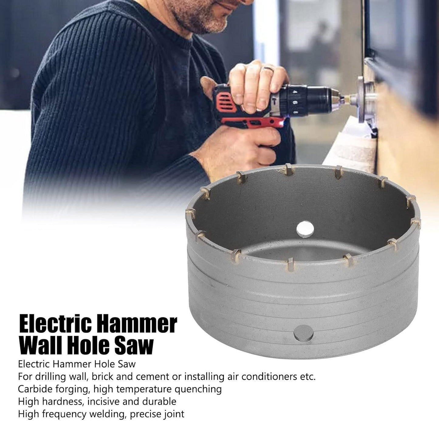 Cemented Carbide Electric Hammer Hole Saw Hollow Opener Bit 110mm for Concrete Wall Drilling