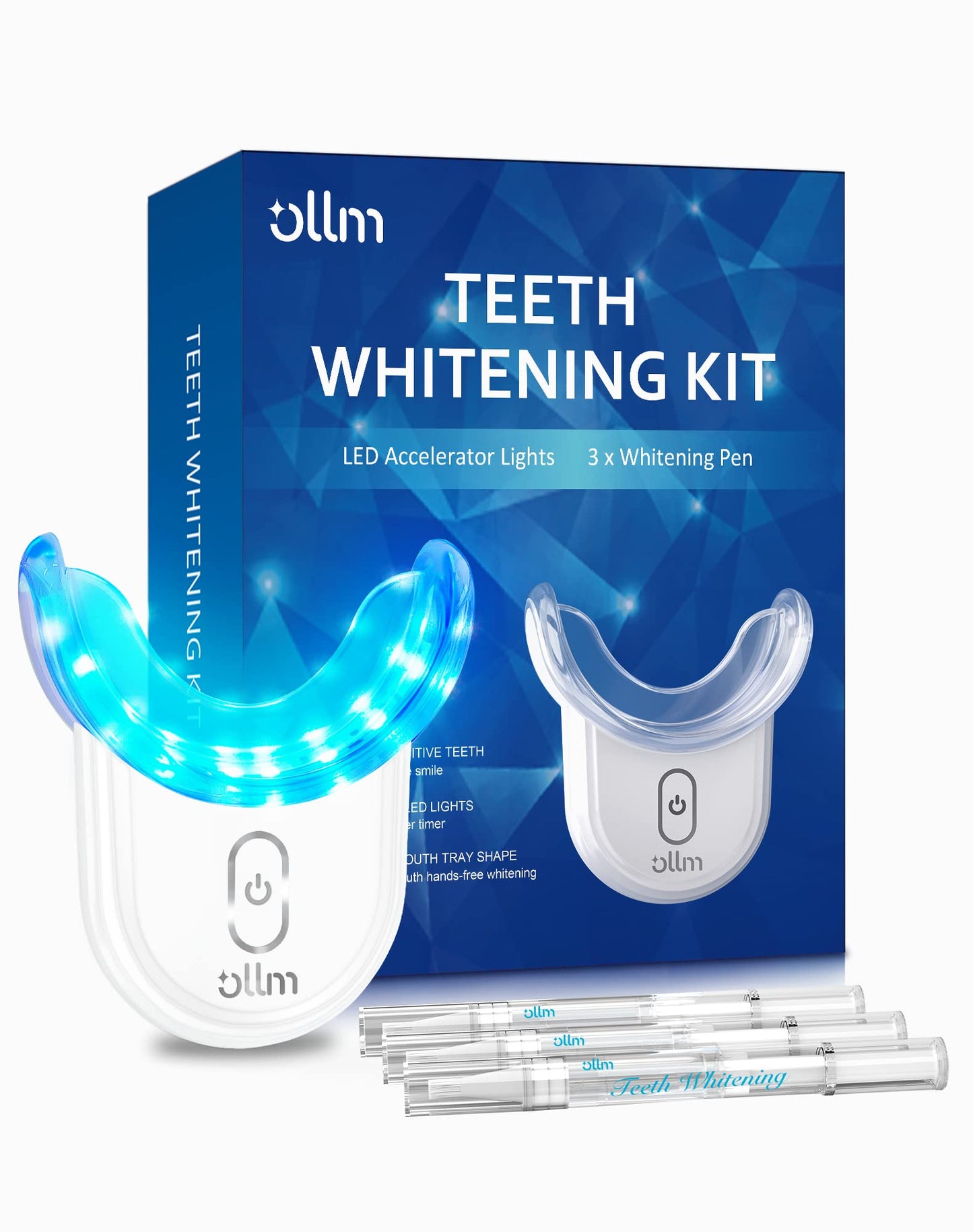Teeth Whitening Kit with LED Light - White Sensitive Tooth 35% Carbamide Peroxide Gel Pen Dental Mouth Trays Whitener Professional Bright Brace Product System for Home Work Travel