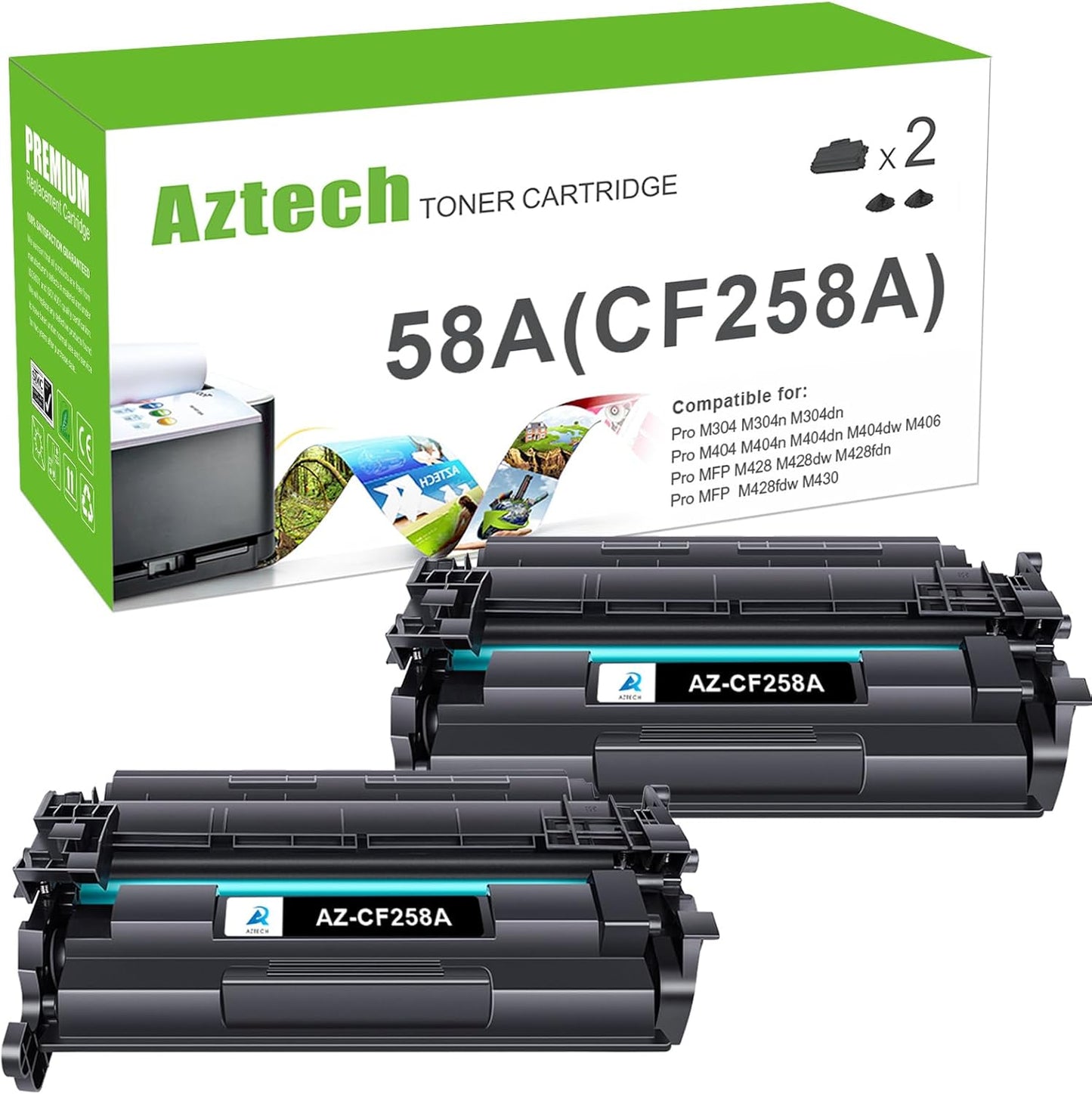 Toner Cartridge Replacement for HP 58A CF258A, Black, 2 Pack