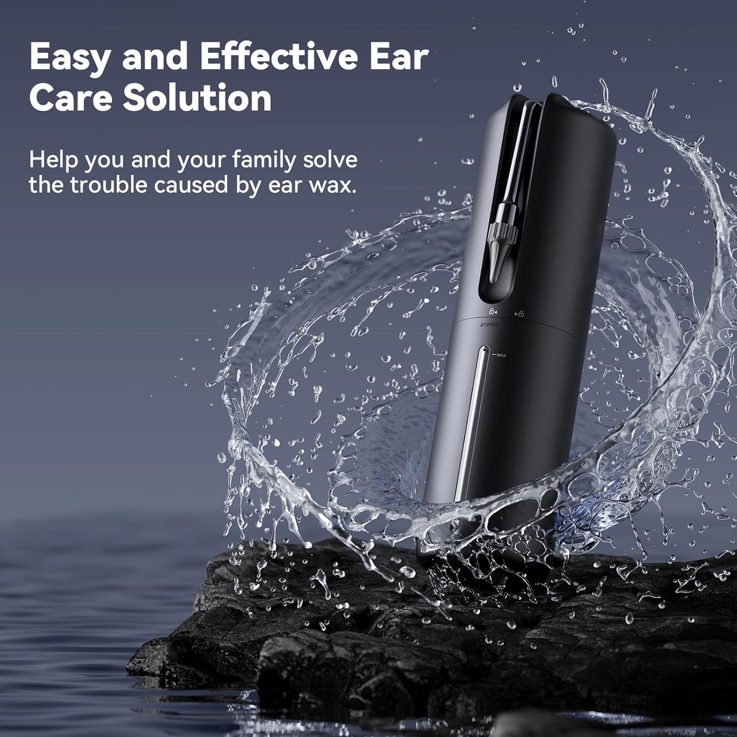Ear Wax Removal Electric Ear Irrigation Flushing System Water Powered Ear Cleaner with 4 Pressure Modes Safe and Effective Ear Cleaning Tool Water Resistant USB Rechargeable