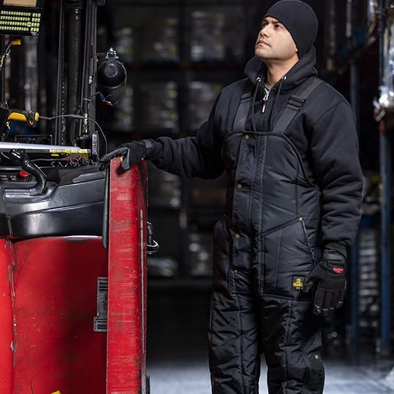 RefrigiWear Iron-Tuff Insulated High Bib Overalls -50F Extreme Cold Protection (Navy Blue, XLarge Tall)
