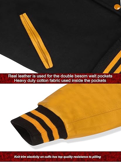 Brutul Bee Original Leather Varsity Letterman Jackets Wool & Leather Original American Style Varsity Jackets