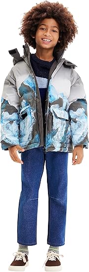 Desigual Boy Woven Padded Long Overcoat Size M