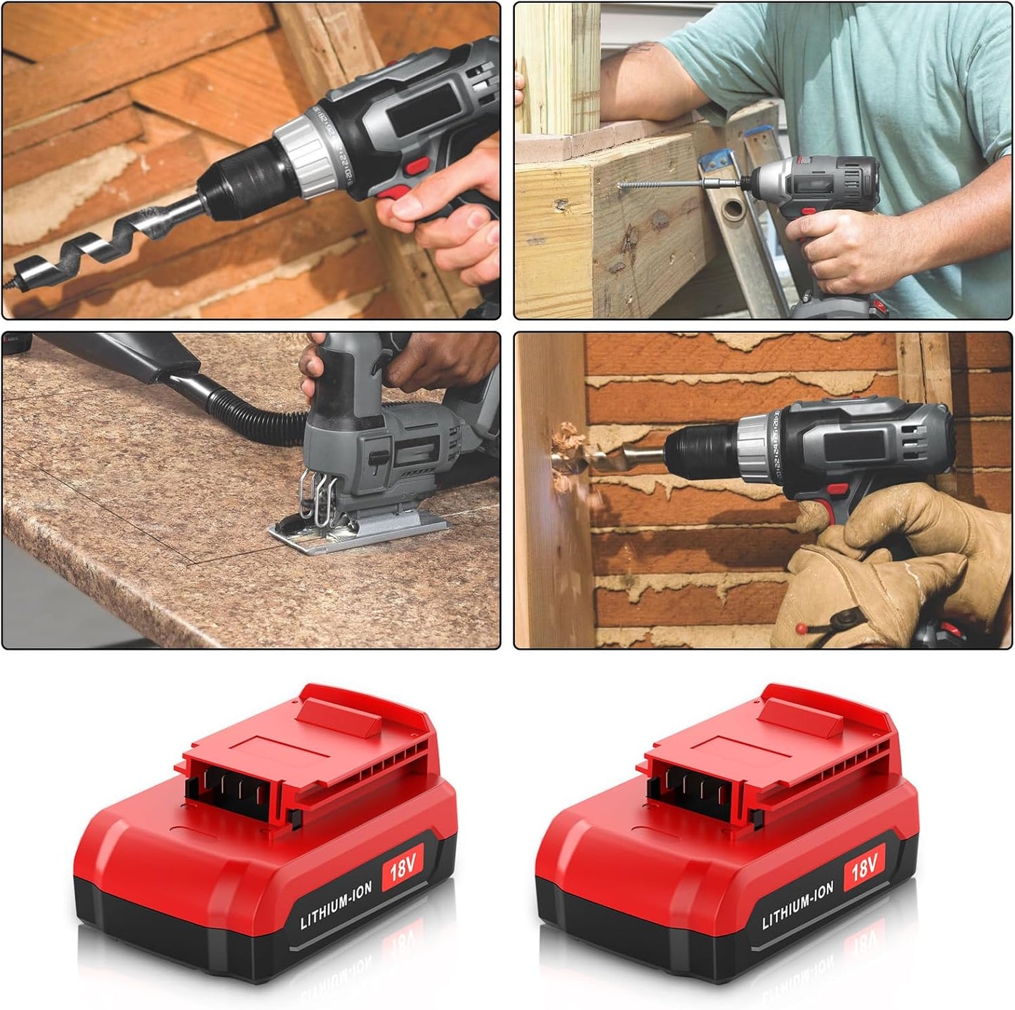 2 Packs 3.0Ah Replacment for Porter Cable 18V Battery Lithium Compatible with Porter Cable 18 Volt Battery PC18B PC188 PC18BL PC18BLX PC18BLEX PCXMVC Cordless Power Tools