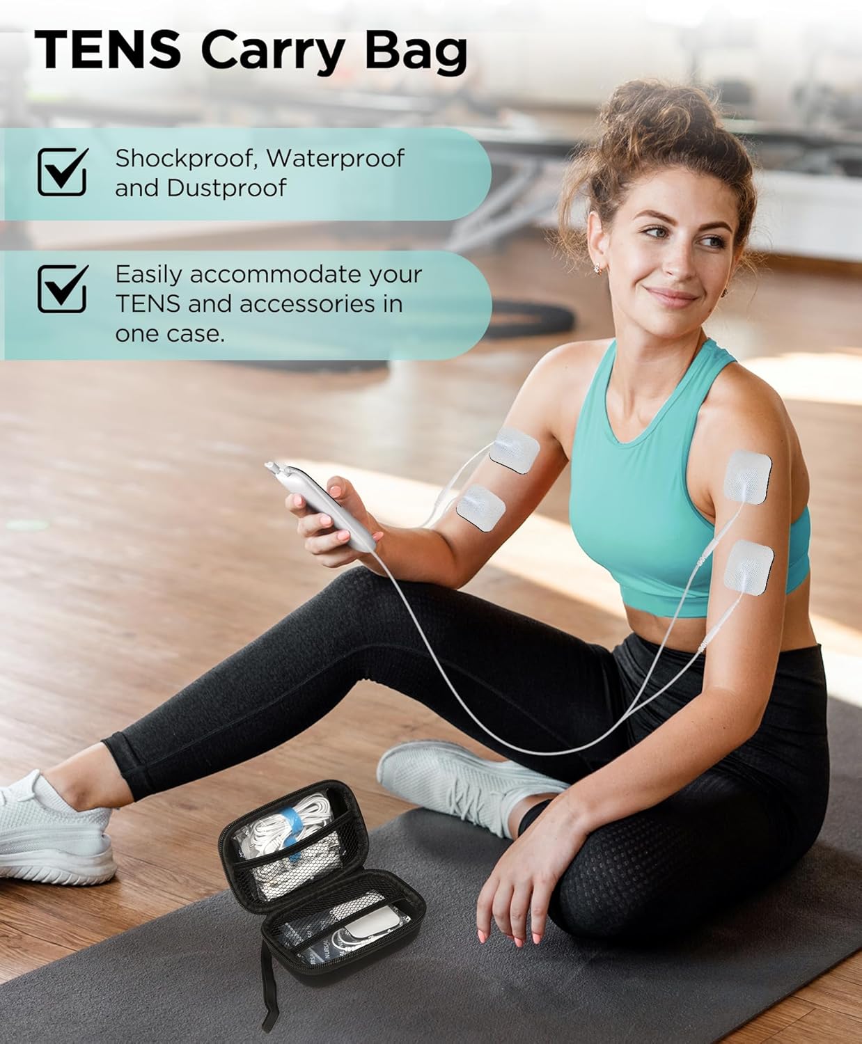 NURSAL Dual Channel 3-in-1 TENS Unit Muscle Stimulator, EVA Travel Case Electronic Pulse Massager, 24 Modes TENS EMS Machine