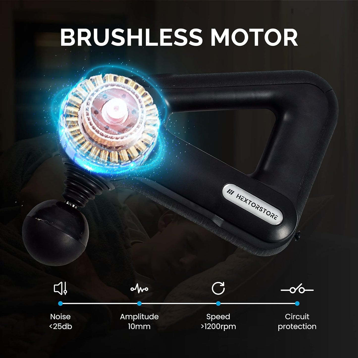 HEXTOR Massage Gun with 12 Heads 4 Modes, 4th Generation Deep Tissue Massager Gun for Athletes Pain Relief and Relaxation, Electric Handheld Massager Gun with Hand Carry Bag Gift for Men,Women