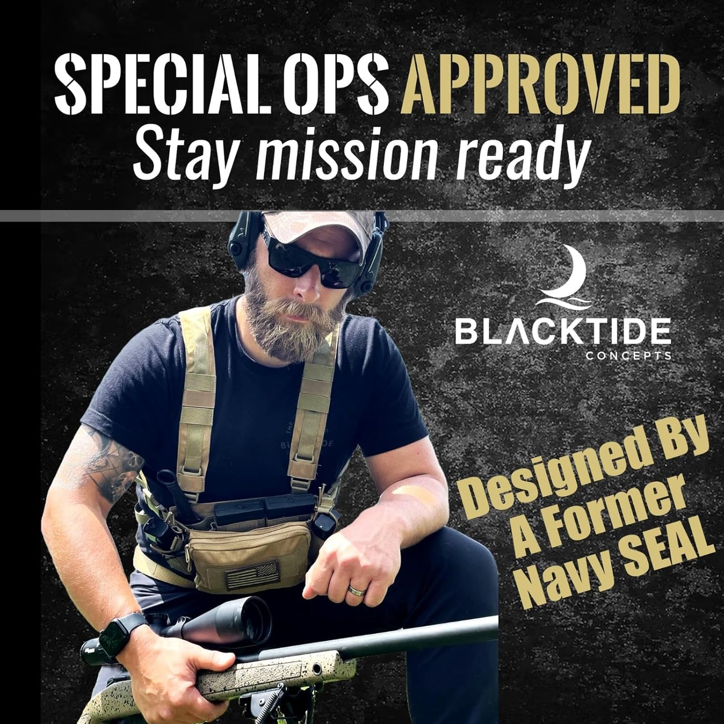 Black Tide Concepts Tactical Chest Rig| Navy Seal Designed, Tested & Guaranteed Durable Chest Rig w/MOLLE Pouch