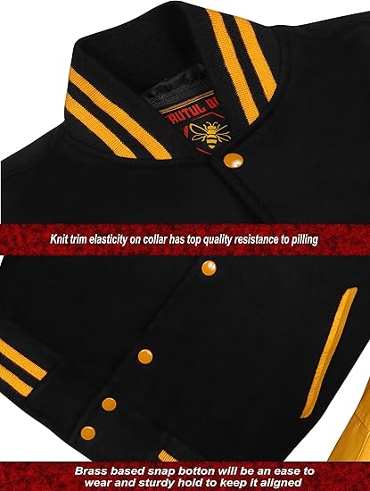 Brutul Bee Original Leather Varsity Letterman Jackets Wool & Leather Original American Style Varsity Jackets