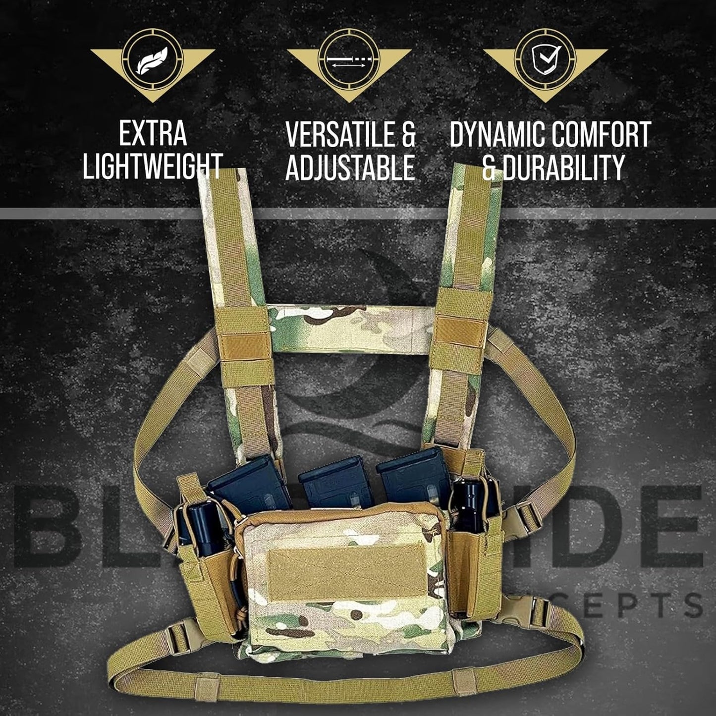 Black Tide Concepts Tactical Chest Rig| Navy Seal Designed, Tested & Guaranteed Durable Chest Rig w/MOLLE Pouch