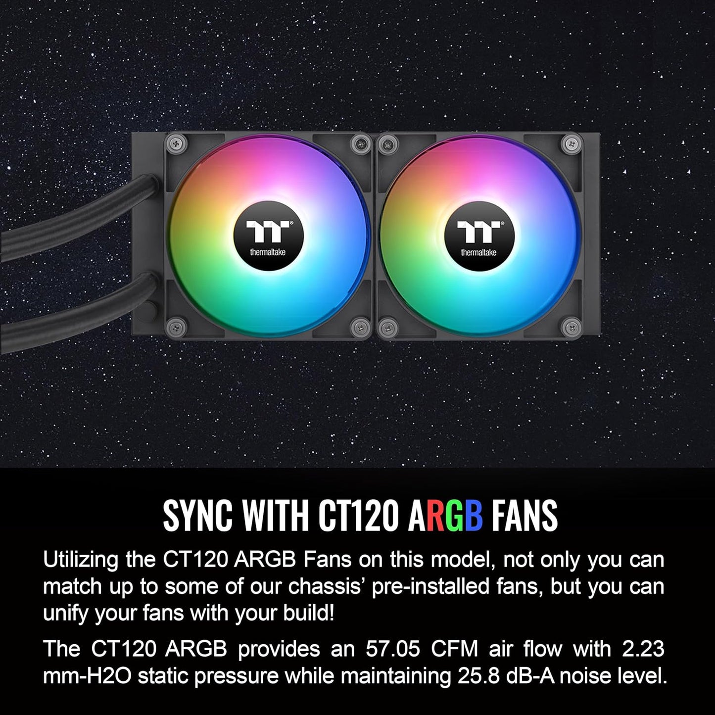 Thermaltake TH240 ARGB Sync V2 CPU Liquid Cooler/AlO Liquid Cooling/Fan 120mm*2/PWM 500~2000 RPM/Mirror Waterblock/MB ARGB Sync Control, CL-W361-PL12SW-A , Black