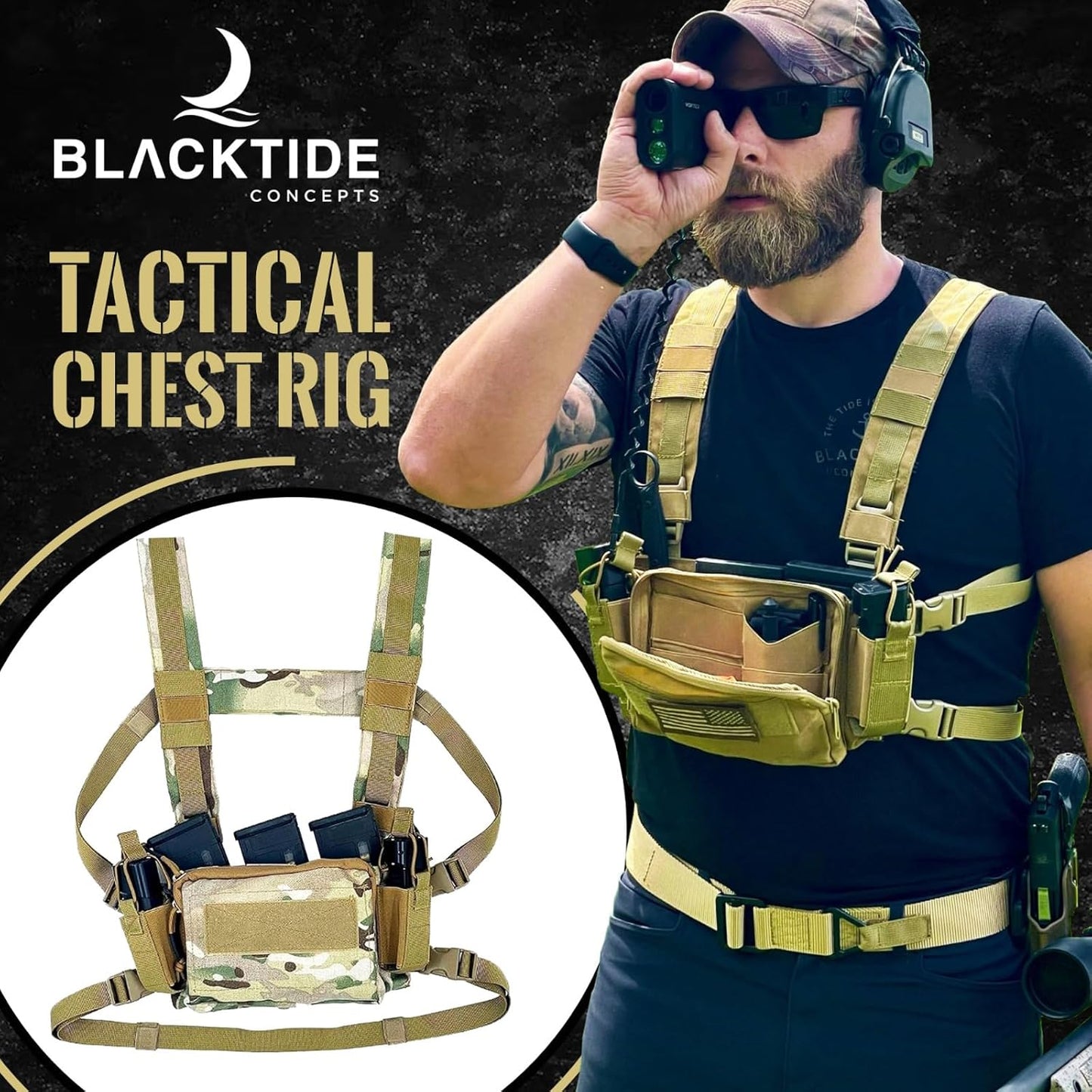 Black Tide Concepts Tactical Chest Rig| Navy Seal Designed, Tested & Guaranteed Durable Chest Rig w/MOLLE Pouch
