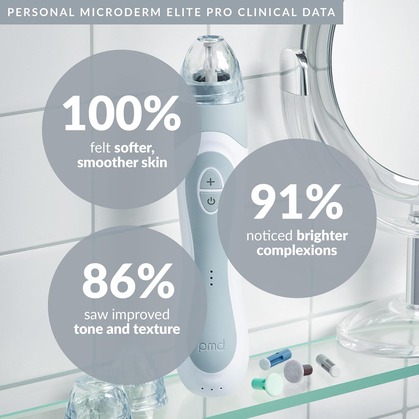 PMD Personal Microderm Elite Pro - At-Home Microdermabrasion Machine with Kit for Face and Body - Exfoliating Crystals and Vacuum Suction for Fresh and Radiant Skin - Three Speed and Suction Options