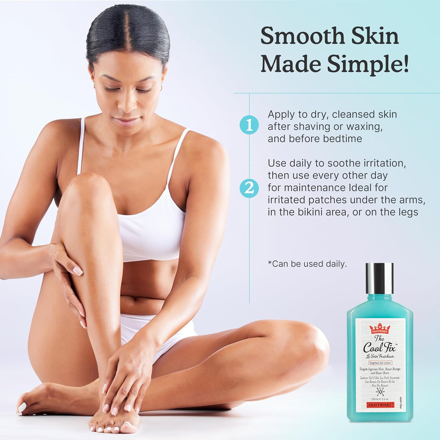Shaveworks The Cool Fix Aftershave for Women: Pubic Hair Removal, Razor Bumps, Razor Burns, Ingrown Hair Treatment – After Shaving Post Waxing Bikini Area Moisturizing Skin Care Gel 5.3 Fl Oz
