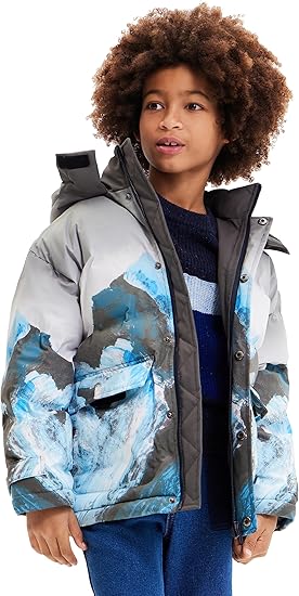 Desigual Boy Woven Padded Long Overcoat Size M
