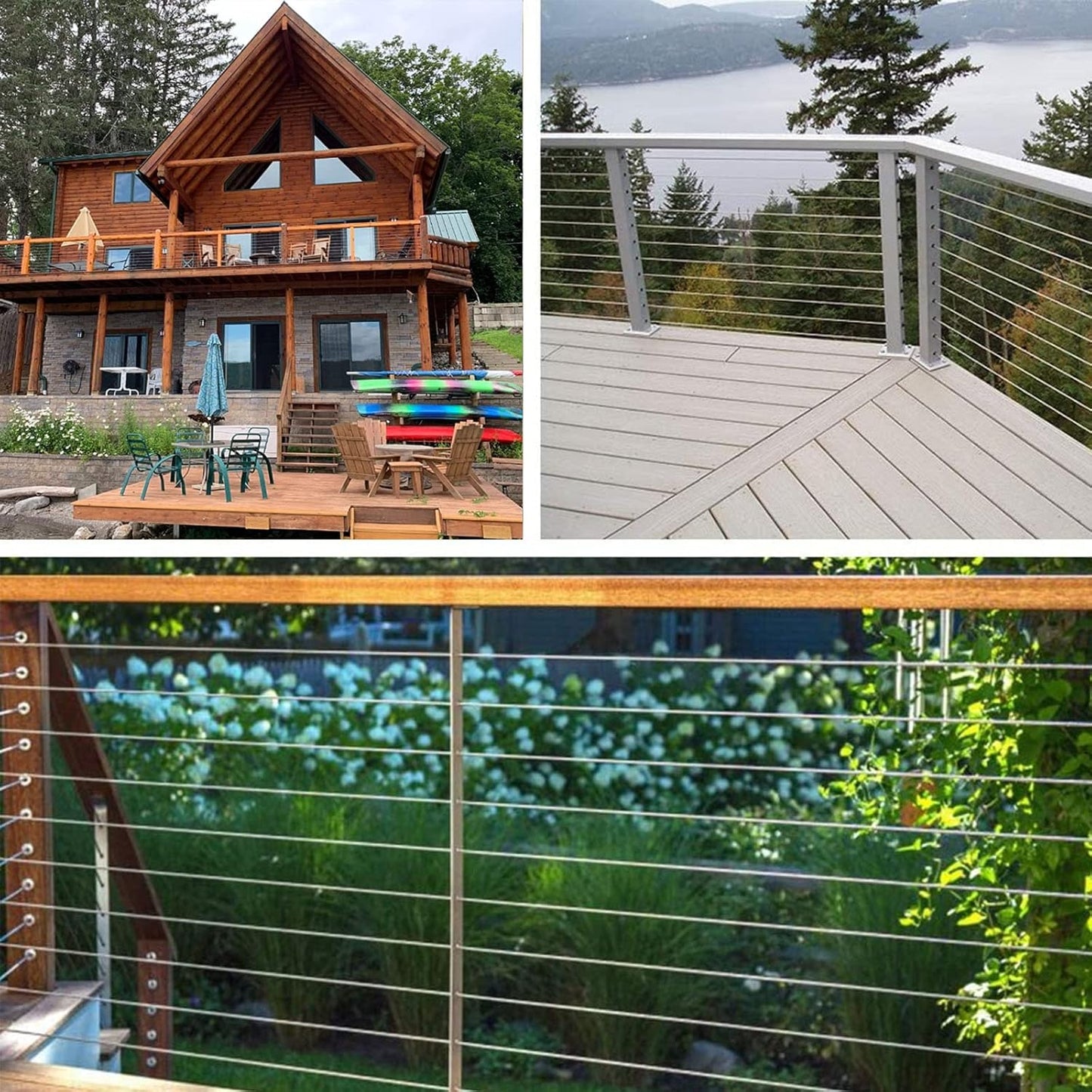 1/8 Stainless Steel Cable with Cutter7x7 Strands Construction,T316 Stainless Steel for Deck Railing,Porch Fence,String Lights Hanging Wire 600FT