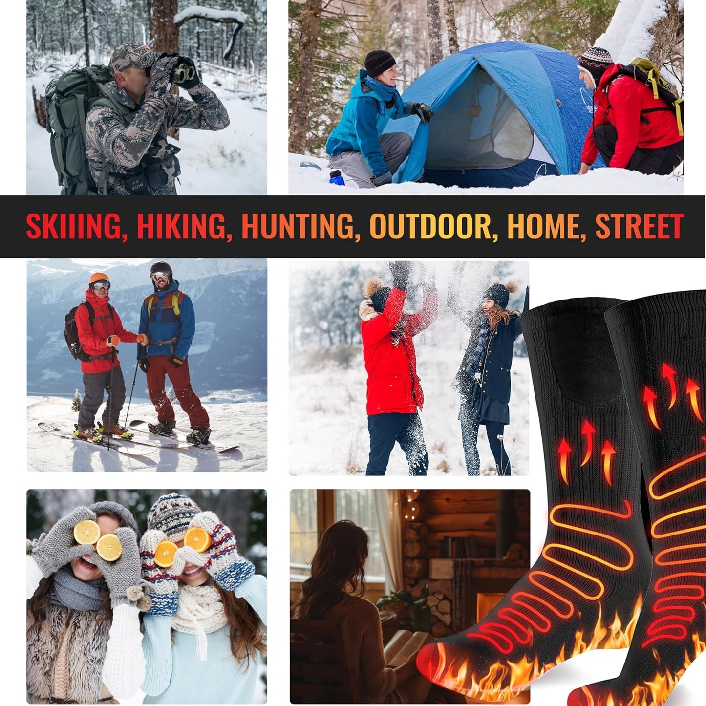 Rechargeable Heated Socks Men Women - Washable Battery Operated Foot Warmer for Ski Hunting - Electric Winter Heating Socks for Work Boot Toe Sleep Bed Indoor Outdoor Sports Walking Research