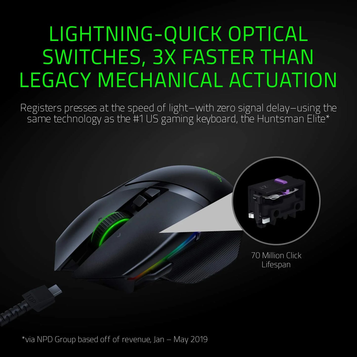 Razer Basilisk Ultimate HyperSpeed Wireless Gaming Mouse w/ Charging Dock: Fastest Gaming Mouse Switch - 20K DPI Optical Sensor - Chroma RGB - 11 Programmable Buttons - 100 Hr Battery - Classic Black
