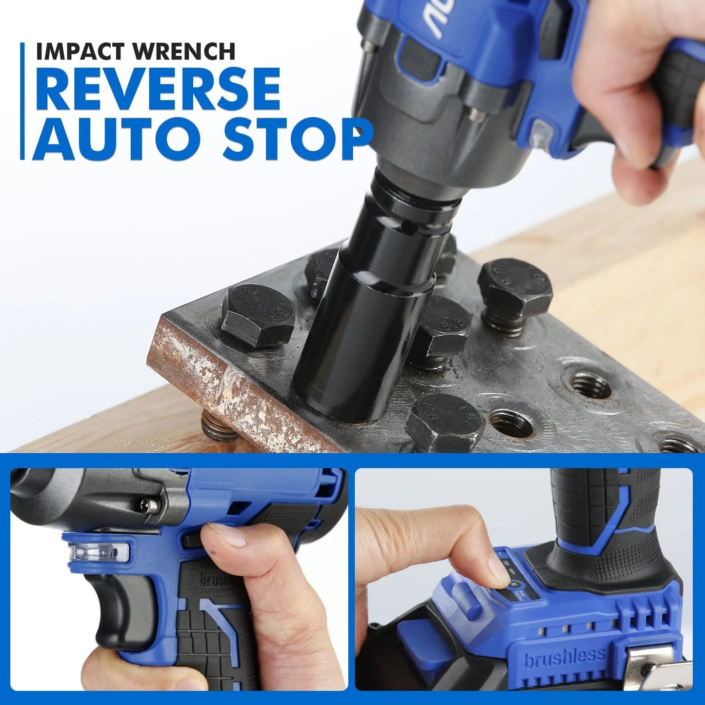 20V 370 Ft-lbs Brushless Impact Wrench Kit, 1/2 Inch Cordless Electric Impact Gun, High Torque 3,400 IPM Impact Driver with 6 Pcs Drive Impact Sockets, including battery, Fast Charger, and Tools Bag