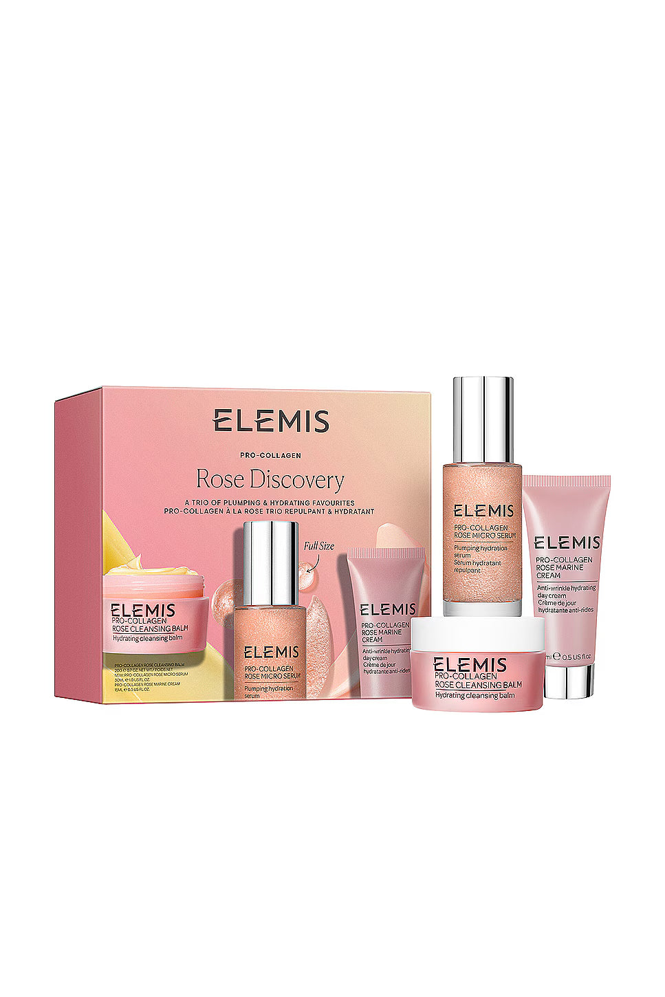 ELEMIS Pro-Collagen Rose Icons, Cleanse Plump & Hydrate, Holiday Skin Care Gift Set for Women