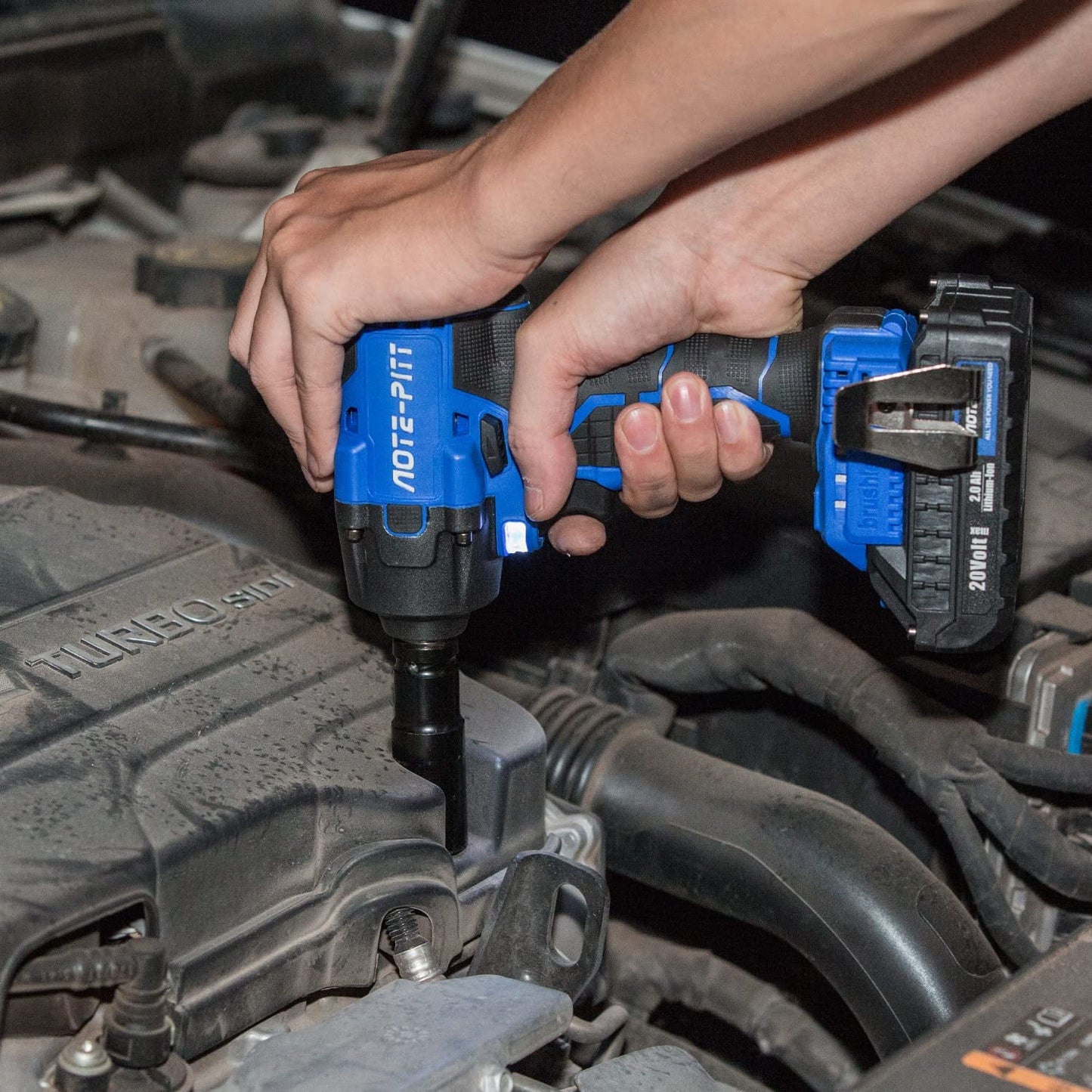 20V 370 Ft-lbs Brushless Impact Wrench Kit, 1/2 Inch Cordless Electric Impact Gun, High Torque 3,400 IPM Impact Driver with 6 Pcs Drive Impact Sockets, including battery, Fast Charger, and Tools Bag