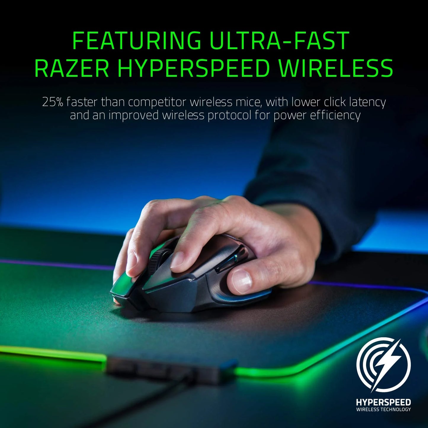 Razer Basilisk Ultimate HyperSpeed Wireless Gaming Mouse w/ Charging Dock: Fastest Gaming Mouse Switch - 20K DPI Optical Sensor - Chroma RGB - 11 Programmable Buttons - 100 Hr Battery - Classic Black