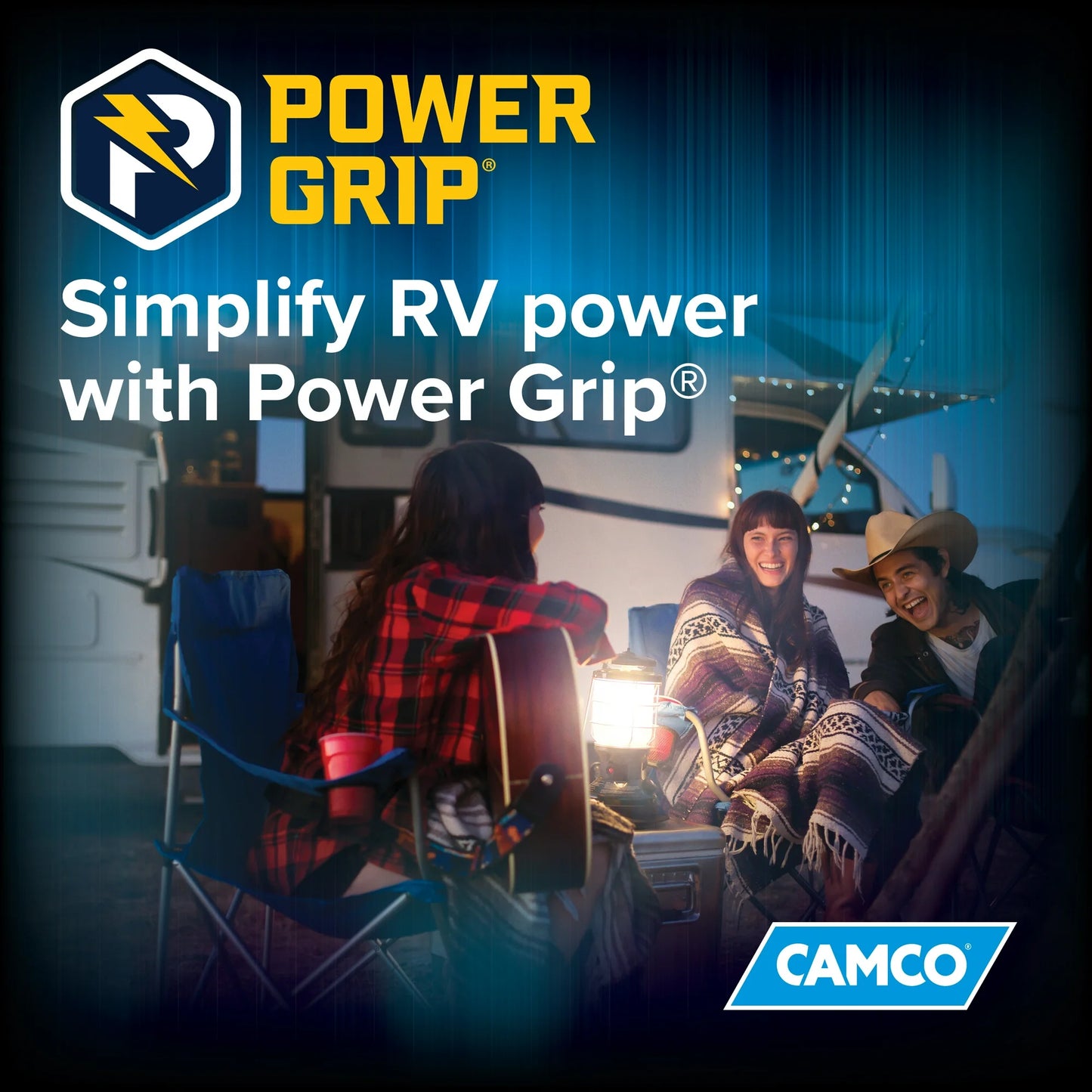 Camco Power Grip 50-Foot 30-Amp EV RV Extension Cord - Copper Wire, Black and Yellow (55197)