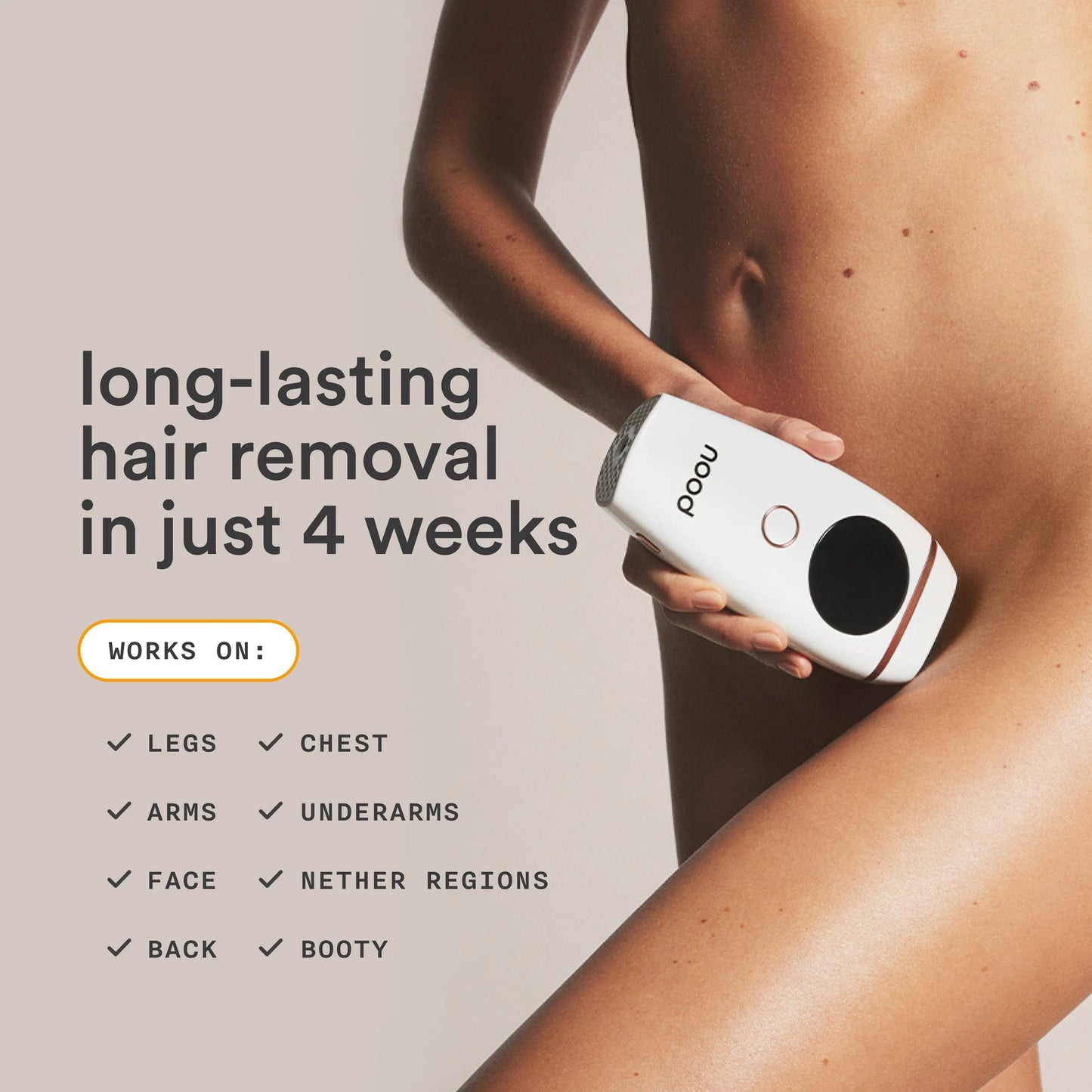 Nood Flasher 2.0 — IPL Laser Hair Removal Device for Women & Men — Pain-Free & Permanent Results