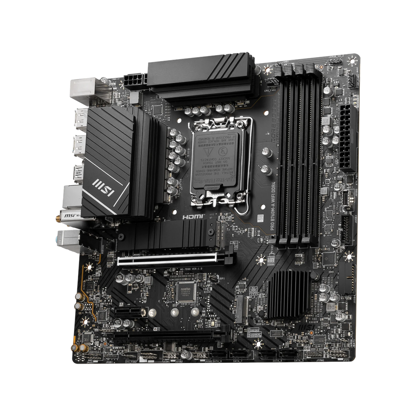MSI PRO B760M-A WIFI DDR4 LGA 1700 (Intel 12th&13th Gen) SATA 6Gb/s Micro ATX Motherboard,WiFi 6,Intel,2.5Gb LAN