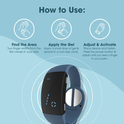 Reliefband ® Premier Denim Slate Blue Anti-Nausea Wristband Morning & Motion Travel Sickness 1/pack