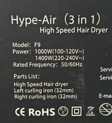 Webeauty Hype-Air (3-in1)  High Speed Hair Dryer Model F9