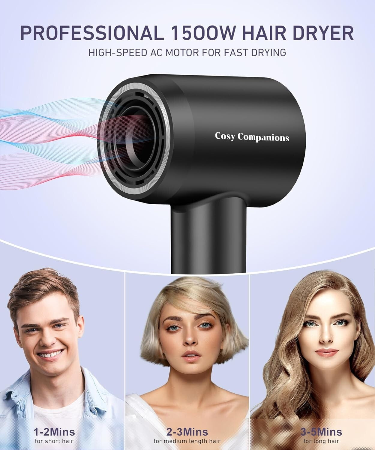 Cosy Companions High Speed Hair Dryer 1500W Model ZCY883 Black