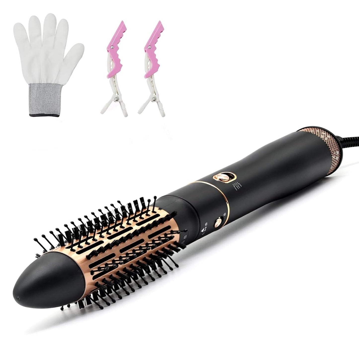 Round Blow Hair Dryer Brush - 1.6 Inch Round Barrel Hot Air Brush Black-gold