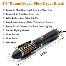 Round Blow Hair Dryer Brush - 1.6 Inch Round Barrel Hot Air Brush Black-gold