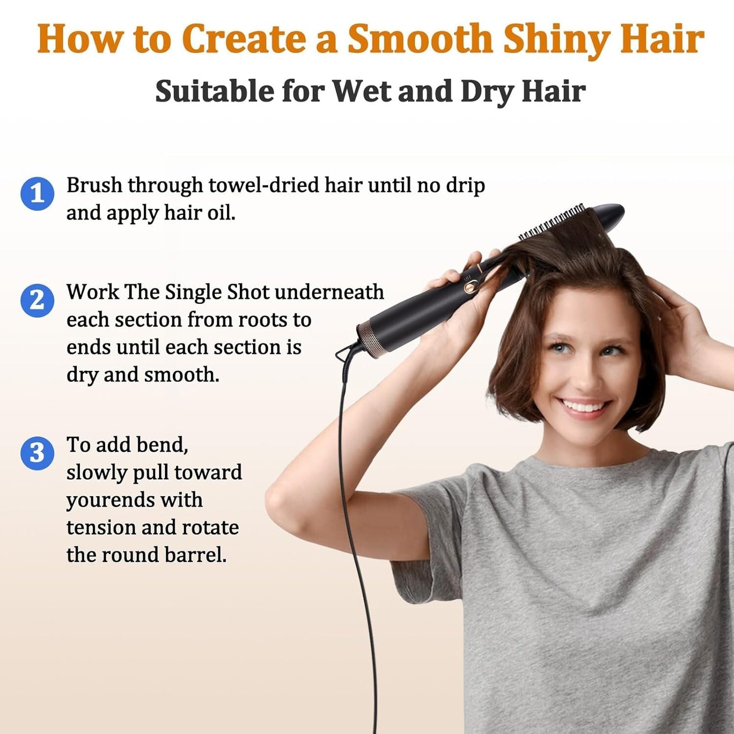Round Blow Hair Dryer Brush - 1.6 Inch Round Barrel Hot Air Brush Black-gold